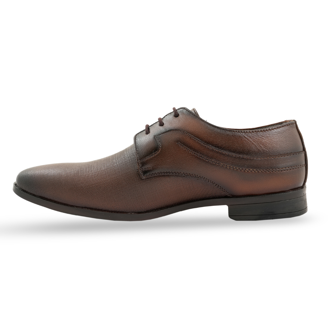 Chamda Brown Textured Leather Lace-Up Formal Shoes for Men