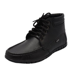 Chamda Men’s Black Genuine Leather Lace-Up Ankle Boots