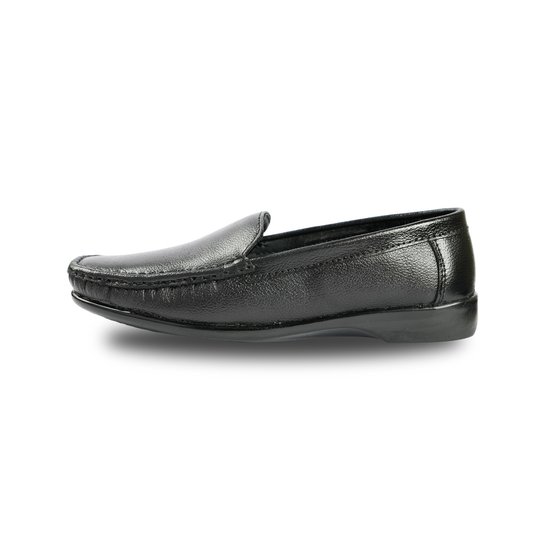 Chamda Black Leather Slip-On Formal Shoes for Men