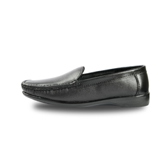 Chamda Black Genuine Leather Slip-On Formal Shoes for Men