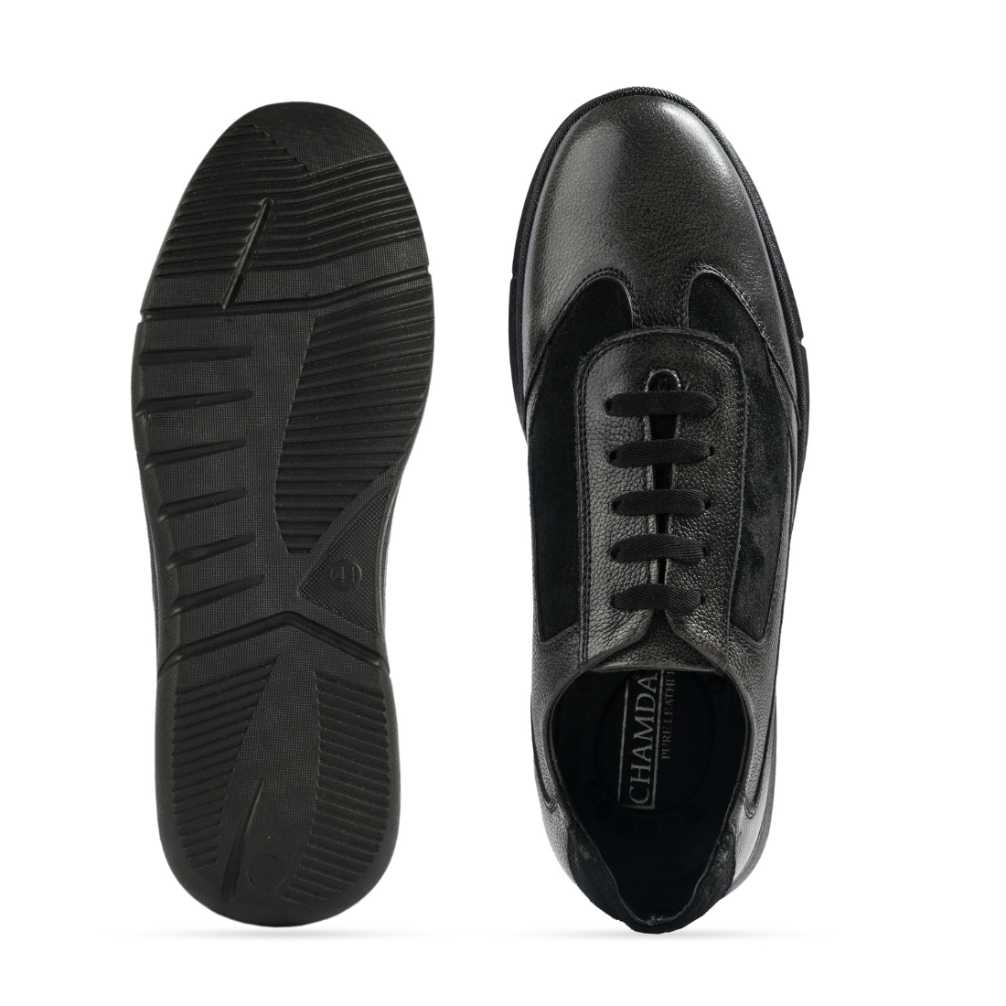 Chamda Men’s Black Lace-Up Casual Shoes with Cushioned Sole
