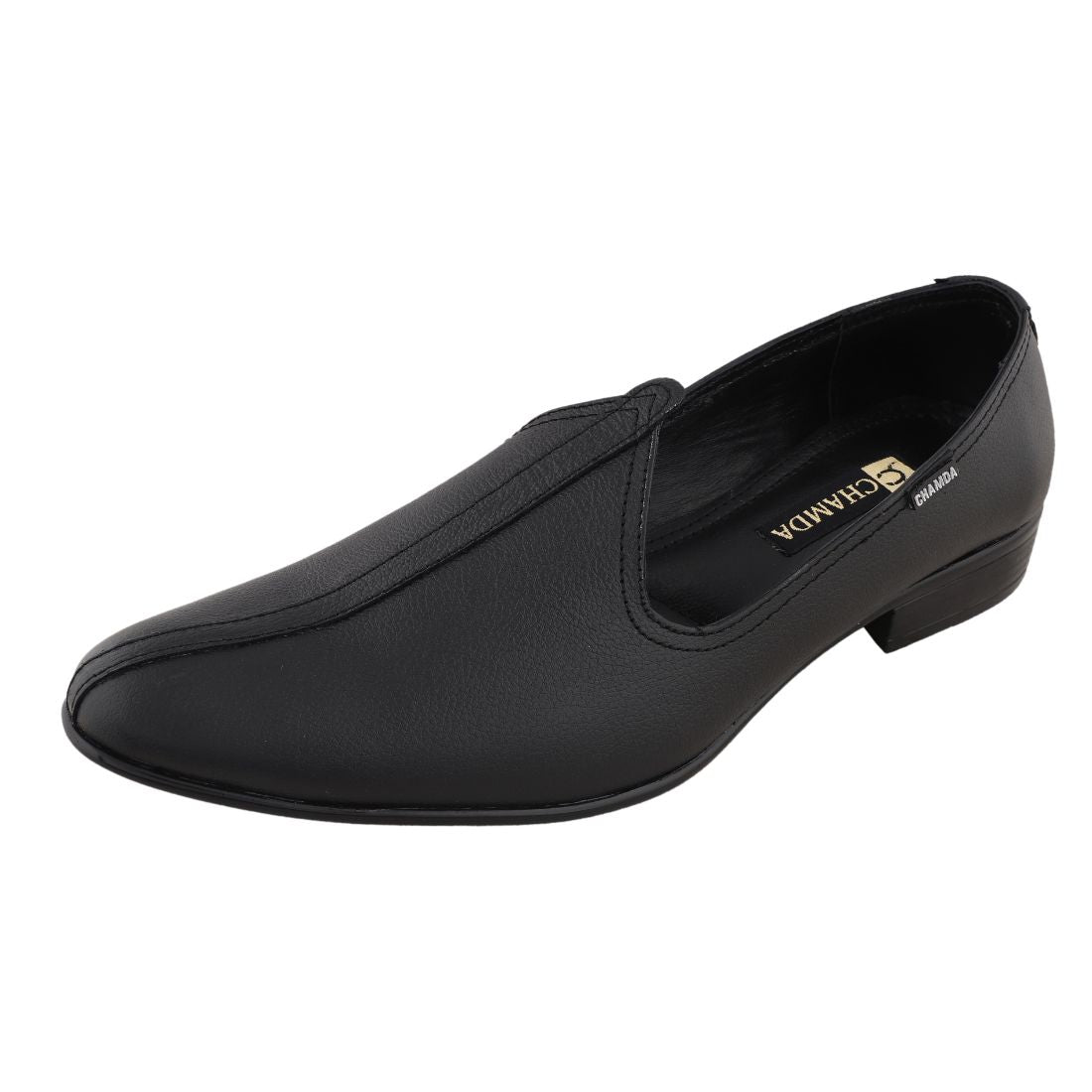 Chamda Men’s Black Formal Leather Slip-On Loafers