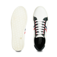 Chamda White & Black Synthetic Leather Casual Sneakers