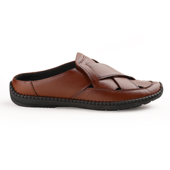 Chamda Men’s Brown Leather Slip-On Sandal Shoes