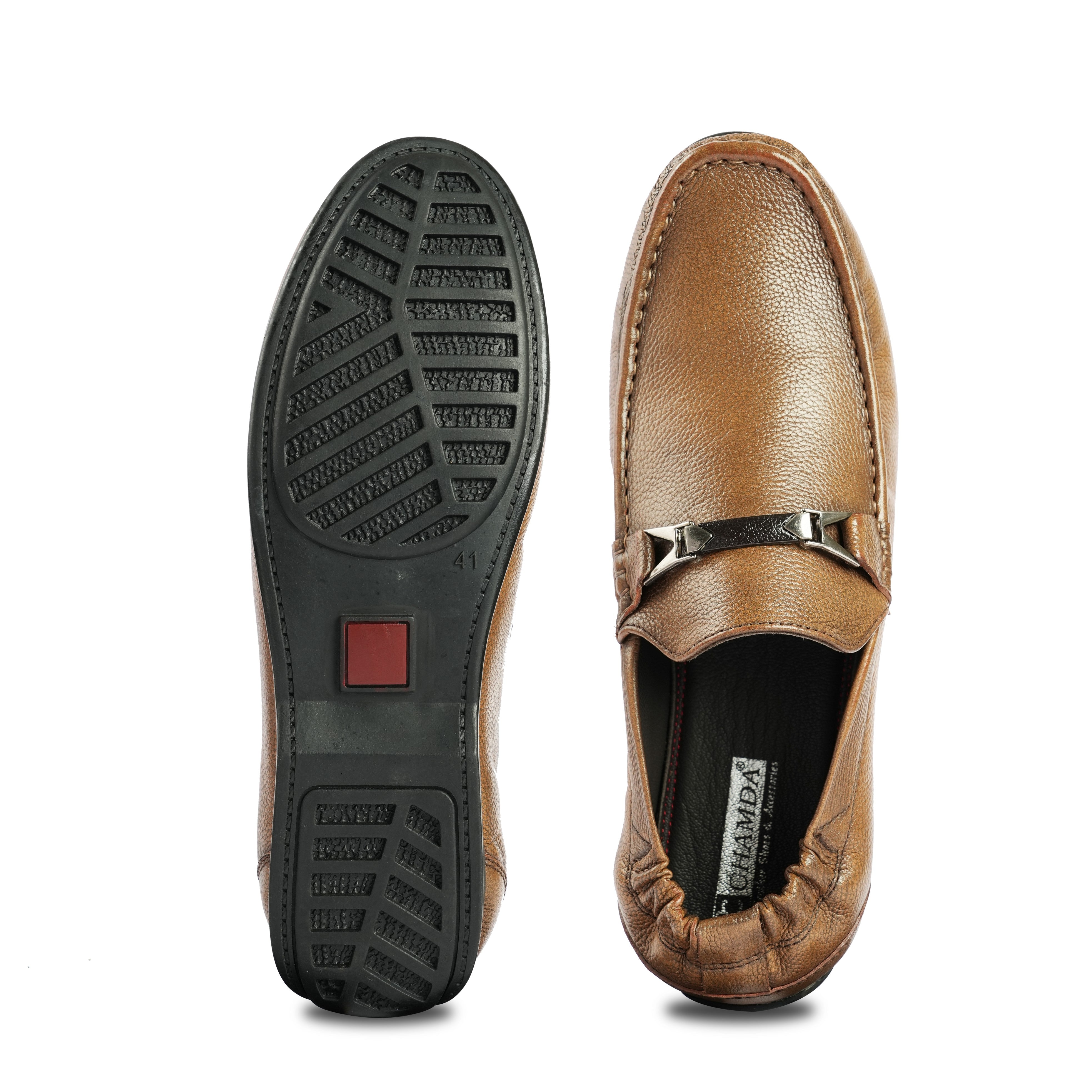 Chamda Men’s Tan Brown Leather Horsebit Loafers