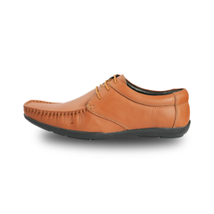 Chamda Men’s Premium Leather Lace-Up Casual Shoes – Tan Brown