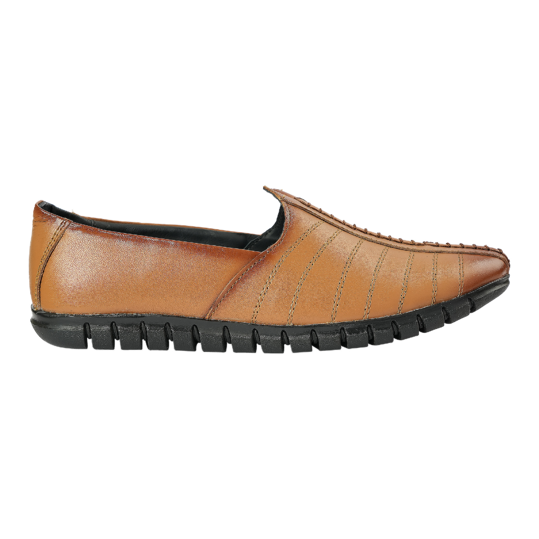Chamda Tan Leather Slip-On Casual Shoes for Men