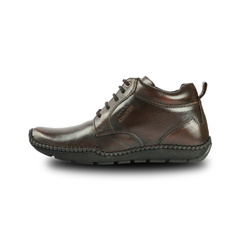 Chamda Brown Leather Lace-Up Casual Shoes for Men