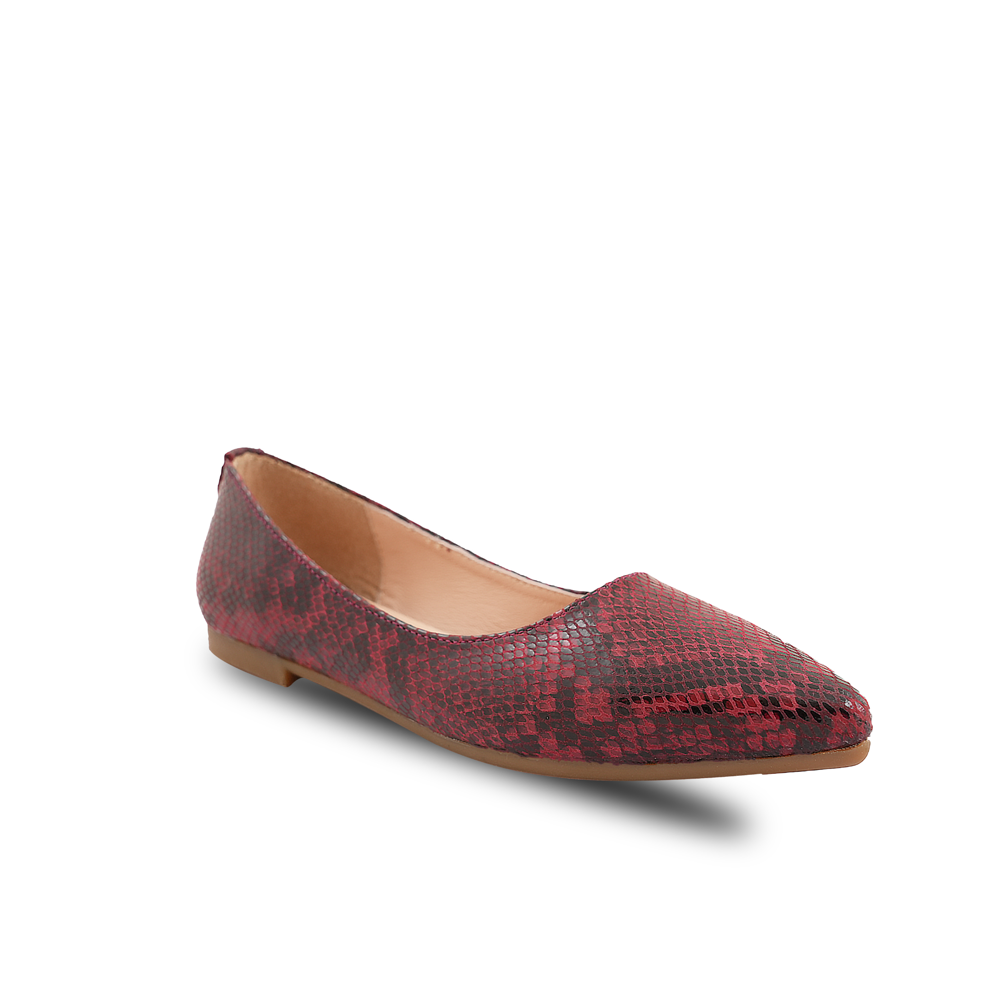 Chamda Women’s Red Snake Print Ballet Flats