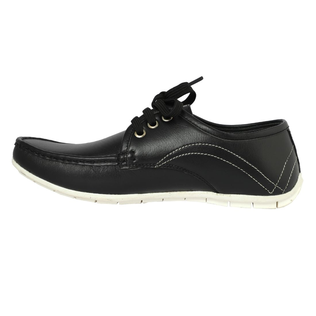 Chamda Men’s Black Lace-Up Leather Casual Shoes