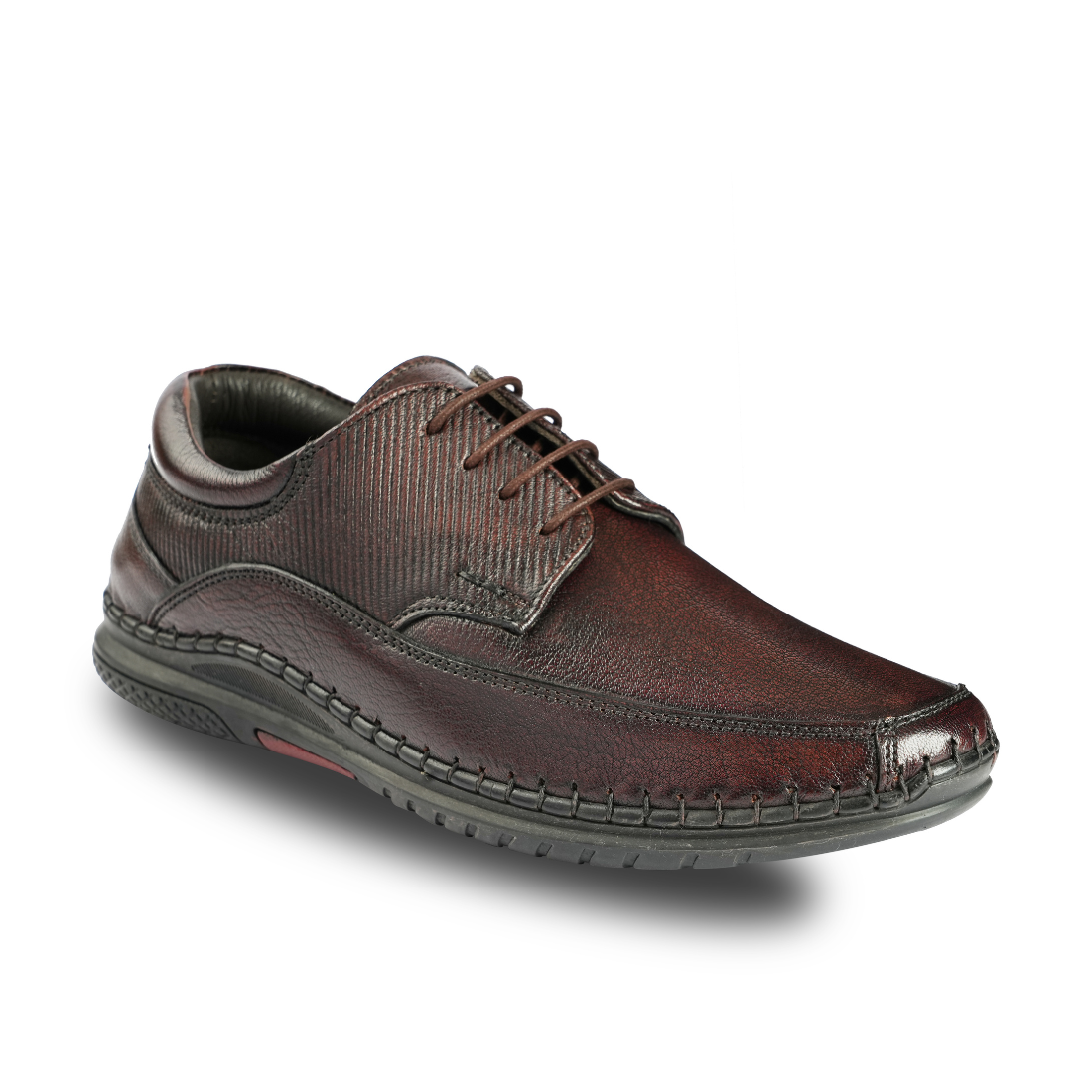 Chamda Dark Brown Genuine Leather Lace-Up Comfort Shoes