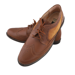Chamda Classic Brown Brogue Lace-Up Genuine Leather Shoes for Men