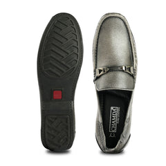Chamda Men’s Grey Formal Leather Loafers