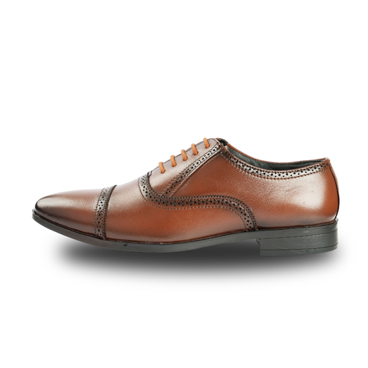 Chamda Brown Brogue Leather Lace-Up Formal Shoes for Men