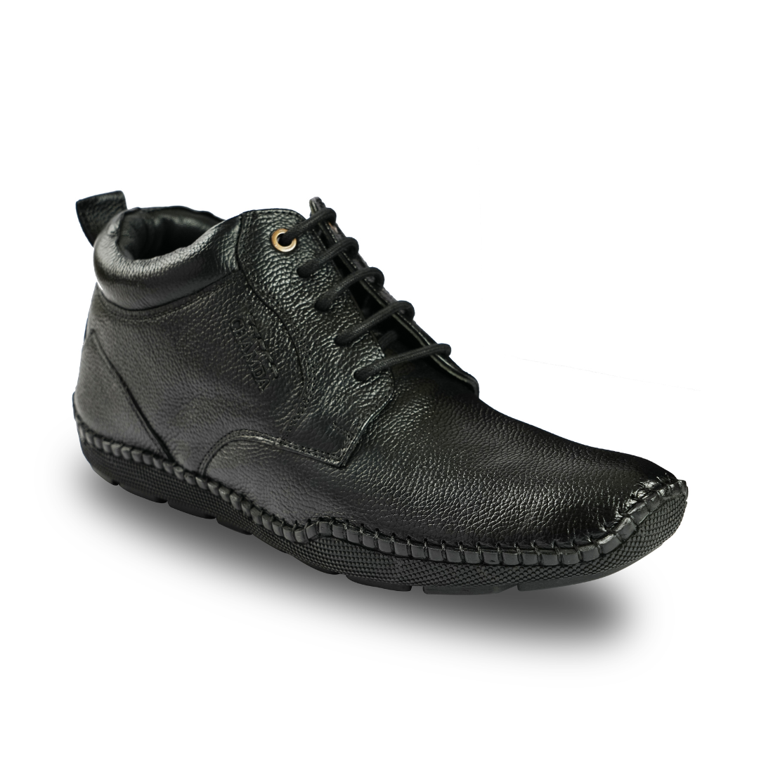 Chamda Black Leather Lace-Up Casual Shoes for Men
