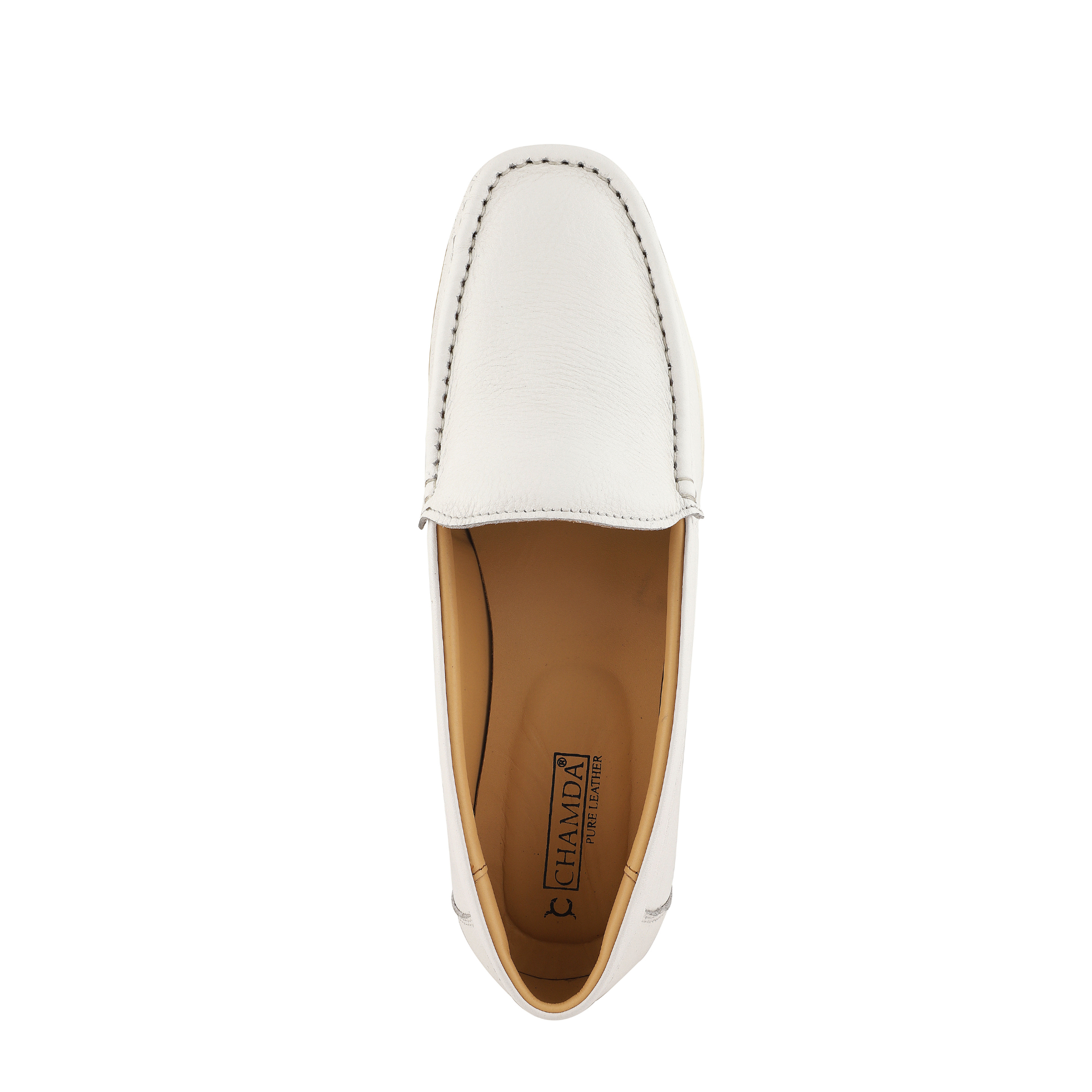 Chamda Women’s White Slip-On Loafers