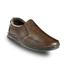 Chamda Brown Genuine Leather Slip-On Comfort Shoes