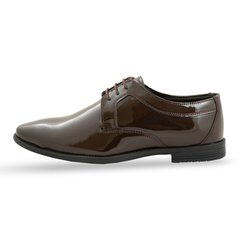 Chamda Brown Genuine Leather Patent Finish Lace-Up Formal Shoes for Men