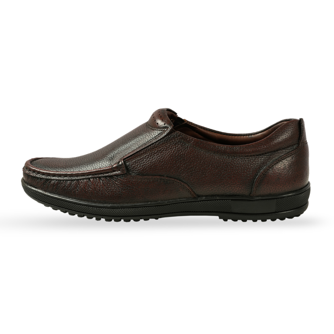 Chamda Men’s Brown Leather Slip-On Loafers with Anti-Slip Sole