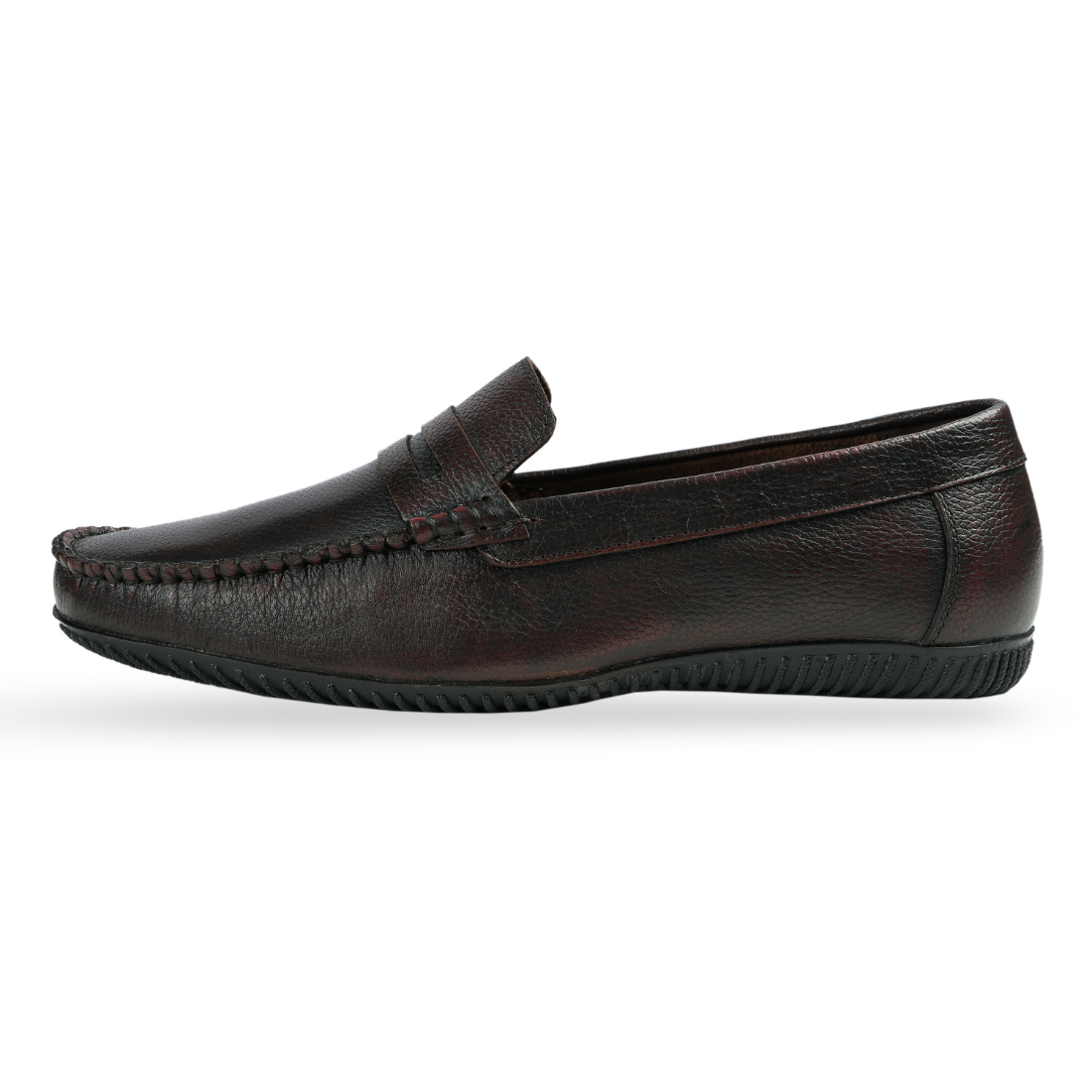 Chamda Men’s Textured Leather Loafers – Dark Brown