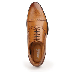 Chamda Men’s Tan Brown Genuine Leather Brogue Formal Leather Shoes