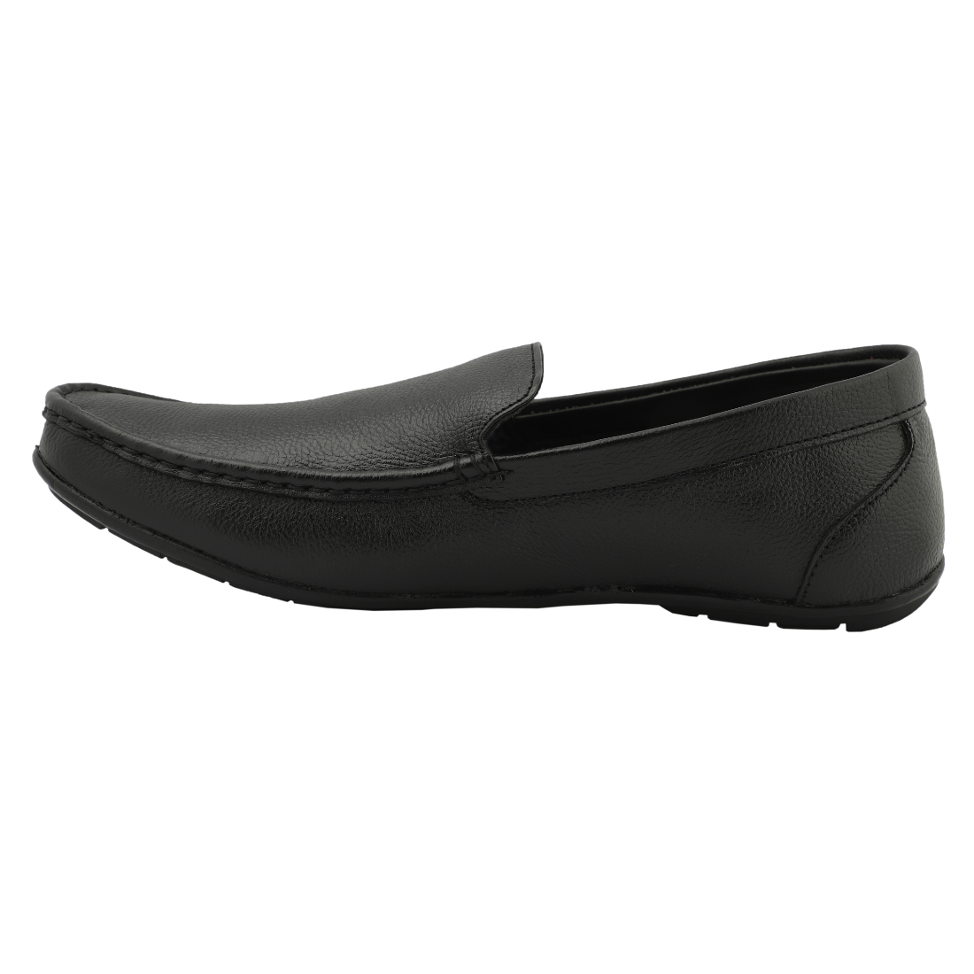 Chamda Black Leather Slip-On Loafers for Men