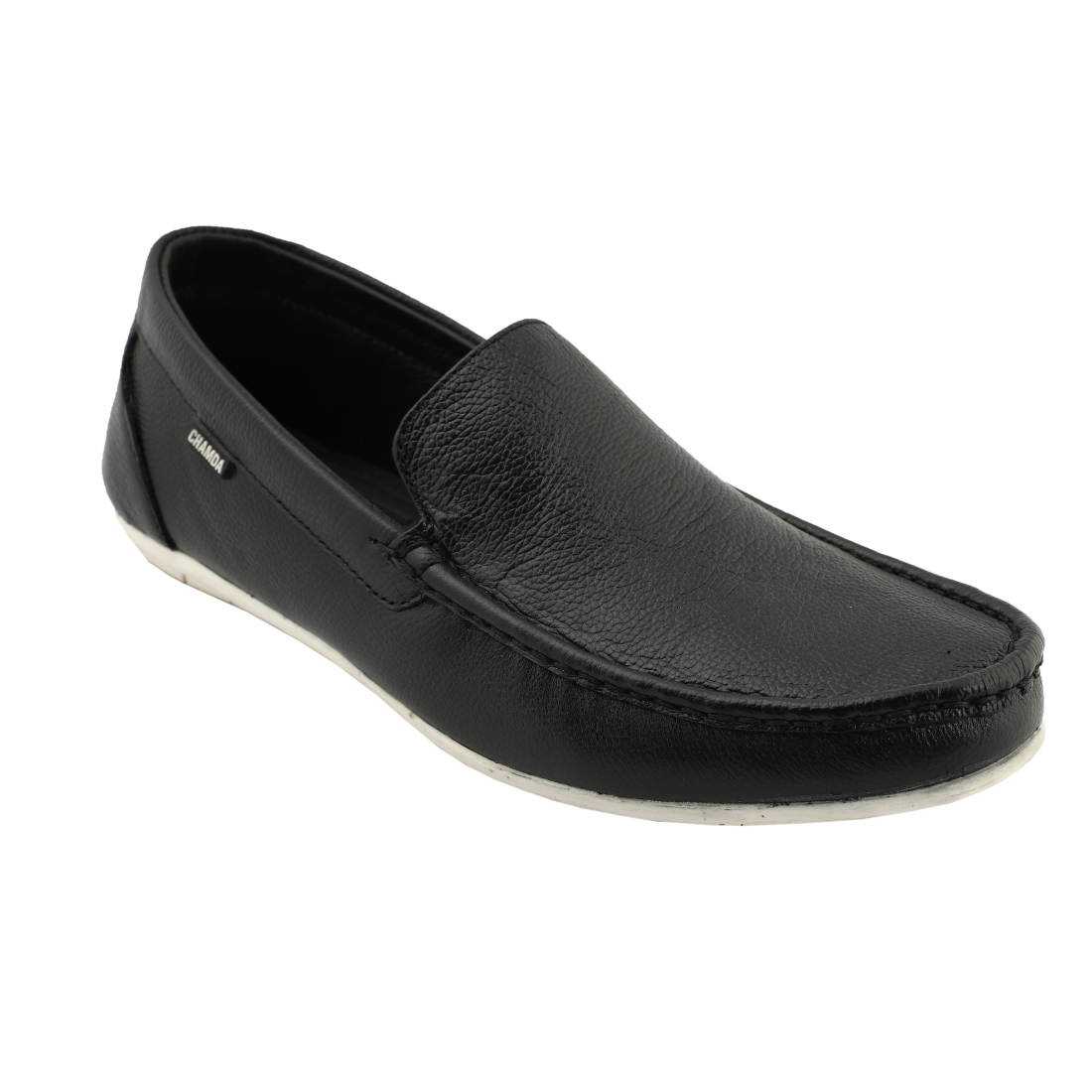 Chamda Men’s Slip-On Leather Loafers – Black