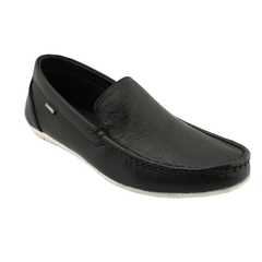 Chamda Men’s Slip-On Leather Loafers – Black