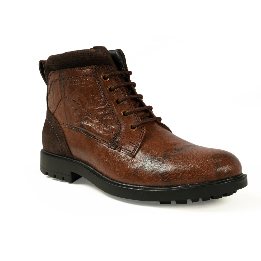 Chamda Men’s Brown Leather Lace-Up Ankle Boots