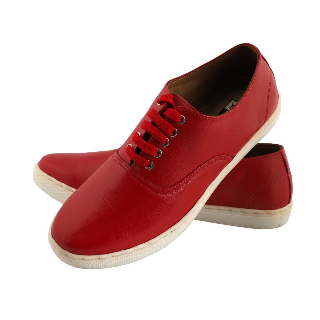 Chamda Men’s Red Lace-Up Casual Shoes