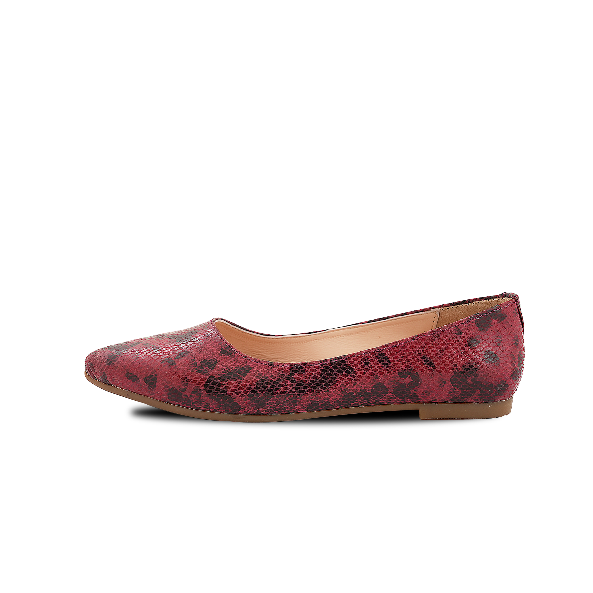 Chamda Women’s Red Snake Print Ballet Flats