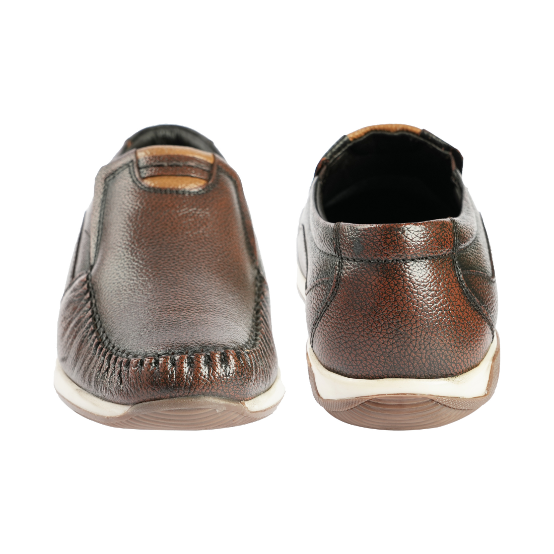 Chamda Dark Brown Leather Slip-On Casual Loafers for Men