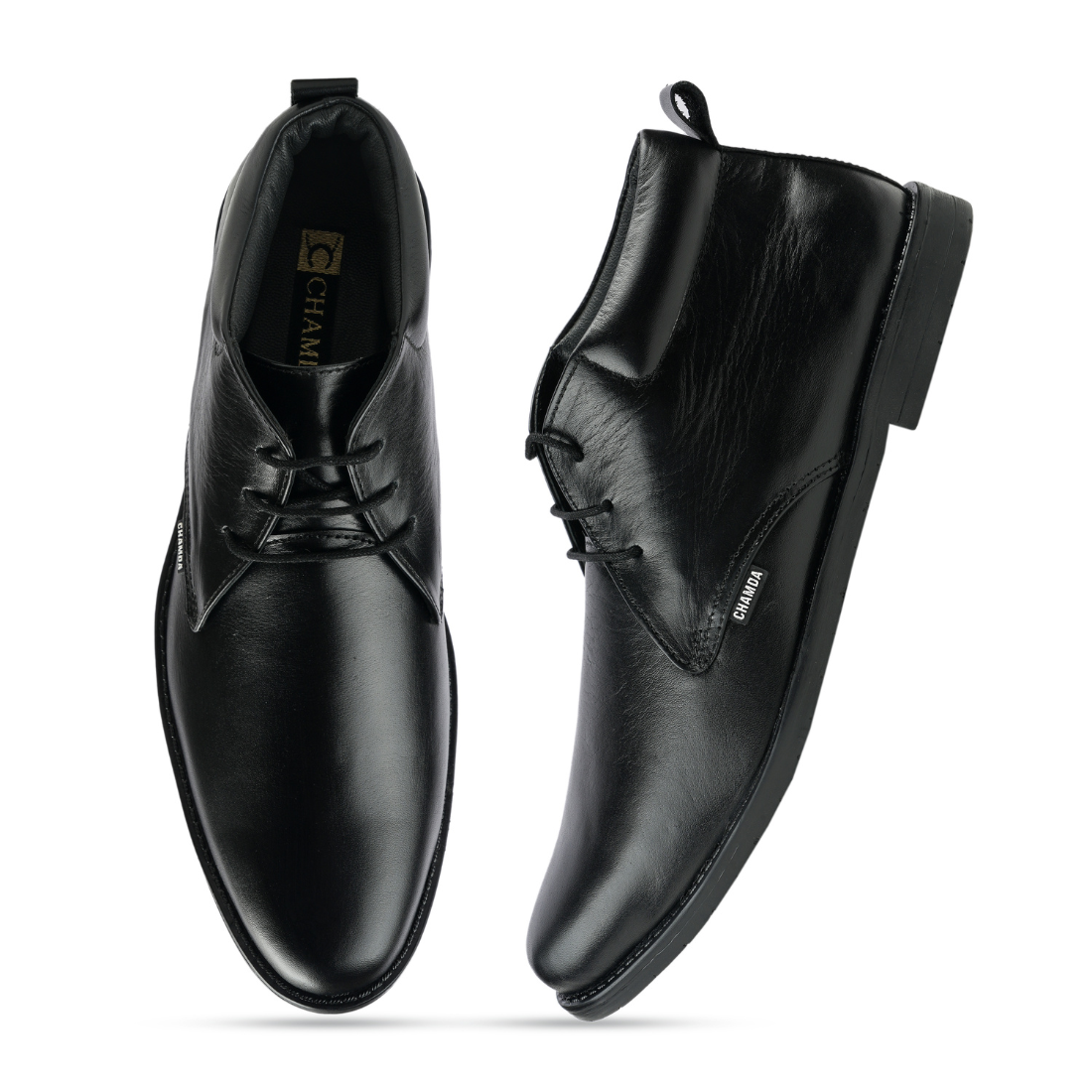Chamda Men’s Black Formal Leather Ankle Boots