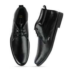 Chamda Men’s Black Formal Leather Ankle Boots