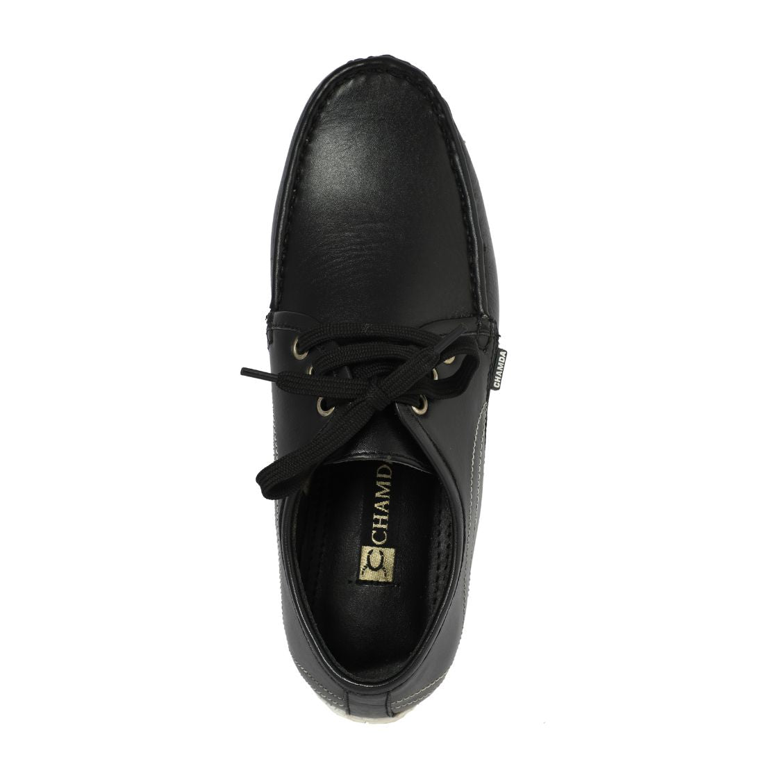 Chamda Men’s Black Lace-Up Leather Casual Shoes