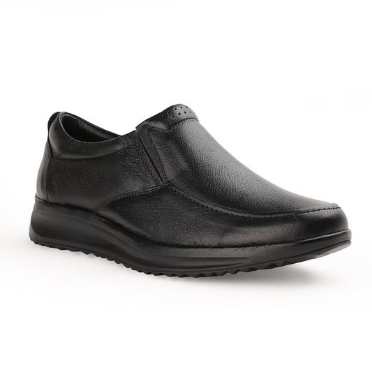 Chamda Men’s Classic Slip-On Genuine Leather Formal Shoes – Black