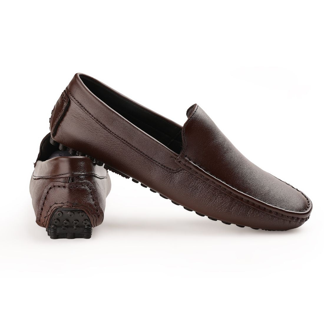Chamda Men’s Brown Leather Slip-On Loafers