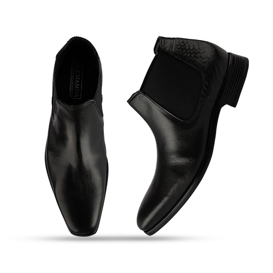 Chamda Pure Leather Black Color Chelsea / Slip-on Ankle Boot