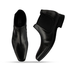 Chamda Pure Leather Black Color Chelsea / Slip-on Ankle Boot