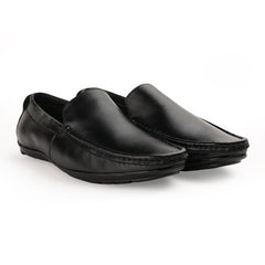 Chamda Men’s Black Leather Slip-On Loafers