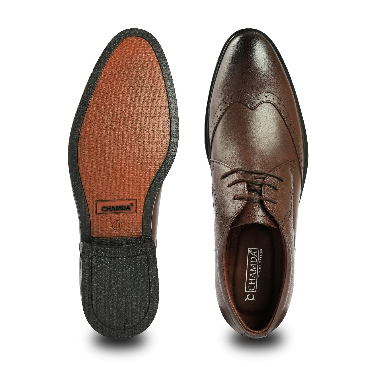 Chamda Brown Pure Leather Brogue Formal Shoes
